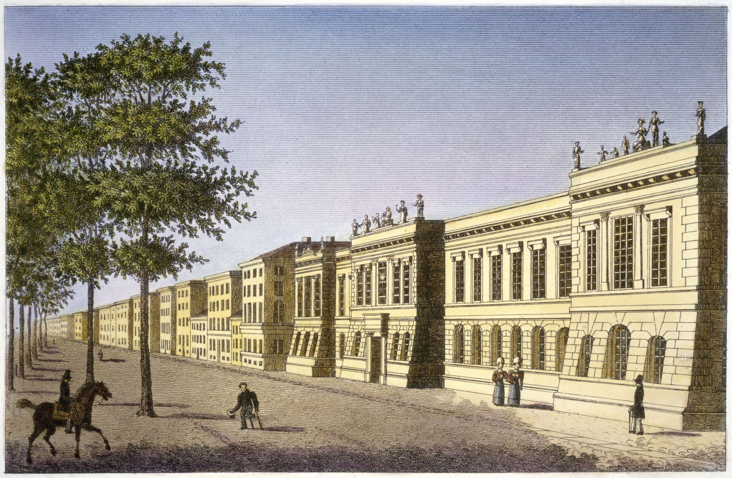 Die königliche Akademie der Künste und Wissenschaften Unter den Linden. Radierung. Um 1820. ©bpk / Dietmar Katz