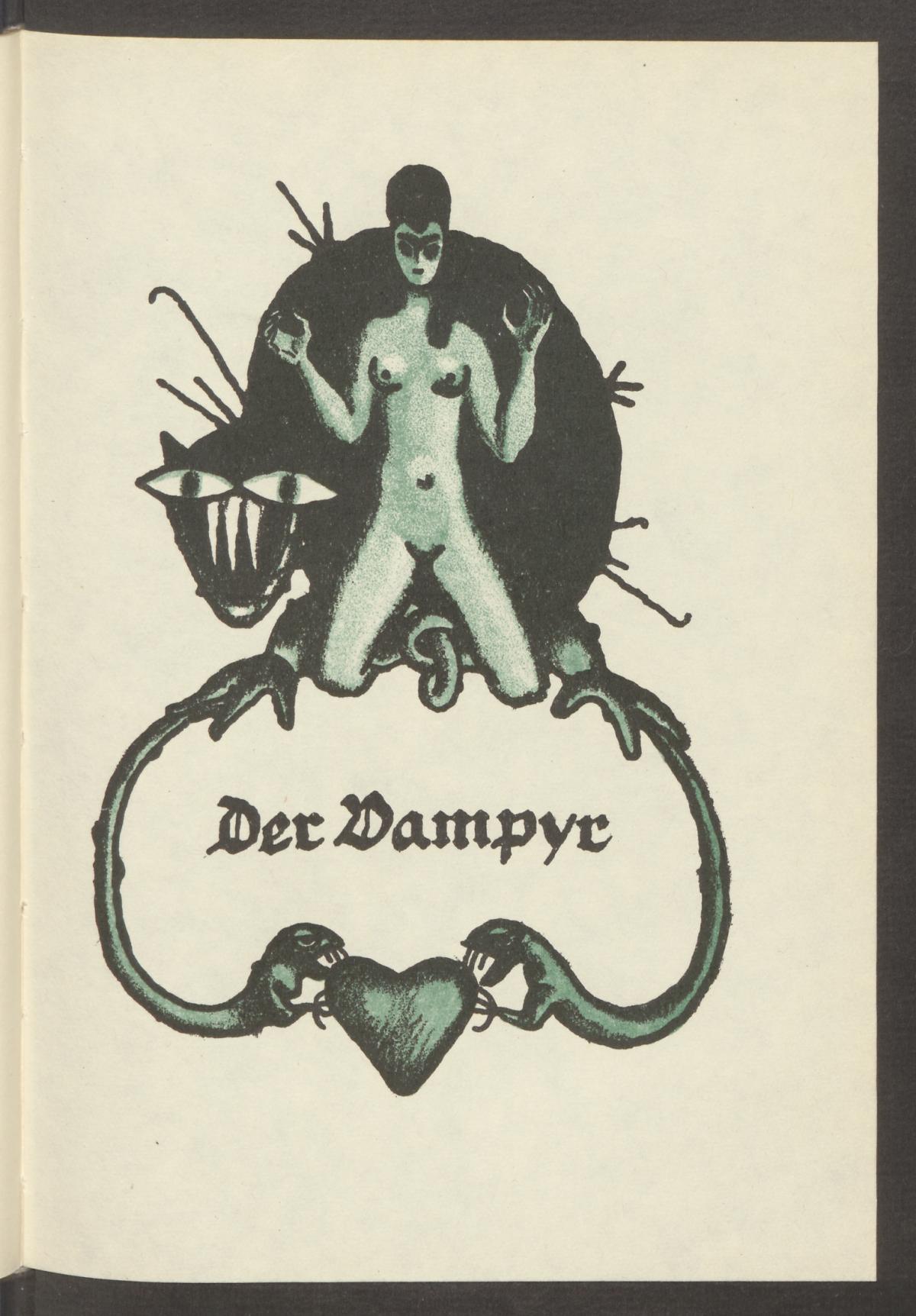 E.T.A. Hoffmann: Der Vampyr, in: ders.: Eine Auswahl seiner Erzählungen. Wien: Verlag der Gesellschaft für graphische Industrie 1923. Illustriert von Franz Wacik. SBB-PK Sign. 50 MA 48879.